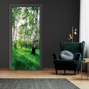 Wallarena Türtapete »Selbstklebend Birkenwald Wald Natur Landschaft 3D Effekt Türposter Türfolie Türaufkleber Fototapete für Tür, 91x211 cm«, Glatt, Grün