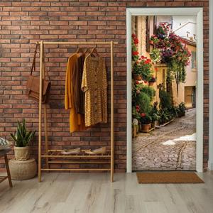 Wallarena Türtapete »Selbstklebend Gasse 3D Effekt Türposter Türfolie Türaufkleber Fototapete für Tür, 91x211 cm«, Glatt, 3D-Optik, Gasse, Türtapete Selb