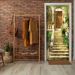 Wallarena Türtapete »Selbstklebend Gasse Treppe 3D Effekt Türposter Türfolie Türaufkleber Fototapete für Tür, 91x211 cm«, Glatt, 3D-Optik, Gasse, Türtape