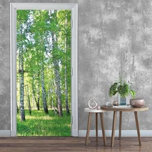 Wallarena Türtapete »Selbstklebend Küche Wald Birkenwald Landschaft Natur 3D Effekt Türposter Türfolie Türaufkleber Fototapete für Tür, 91x211 cm«, Glatt