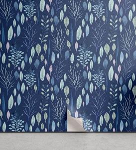 Abakuhaus Vinyltapete »selbstklebendes Wohnzimmer Küchenakzent«, Blau Aquarell Blätter Kunst