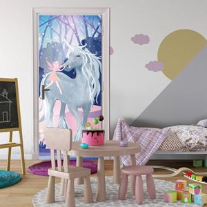 Wallarena Türtapete »Selbstklebend Kinderzimmer Einhorn Türposter Türfolie Türaufkleber Fototapete für Tür, 91x211 cm«, Glatt, Kindermotiv, Türtapete Sel