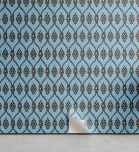 Abakuhaus Vinyltapete »selbstklebendes Wohnzimmer Küchenakzent«, blau Wasser Vintage Damast Wie