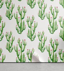 Abakuhaus Vinyltapete »selbstklebendes Wohnzimmer Küchenakzent«, Blume Aquarell Kaktus-Anlage