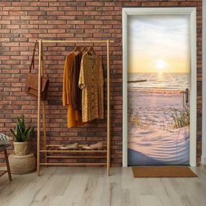 Wallarena Türtapete »Selbstklebend Strand Meer Natur Türposter Türfolie Türaufkleber Fototapete für Tür, 91x211 cm«, Glatt, Strand, Türtapete Selbstklebe