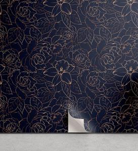 Abakuhaus Vinyltapete »selbstklebendes Wohnzimmer Küchenakzent«, Navy blau Abstract Floral Konzept