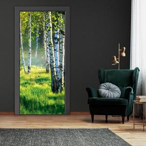 Wallarena Türtapete »Selbstklebend Wald Birkenwald Natur Landschaft 3D Effekt Türposter Türfolie Türaufkleber Fototapete für Tür, 91x211 cm«, Glatt, Grün