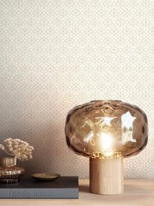 Newroom Vliestapete, Beige Tapete Glamour Leicht Glänzend - Mustertapete Gold Skandi Modern Ornamente Muster für Wohnzimmer Schlafzimmer Küche