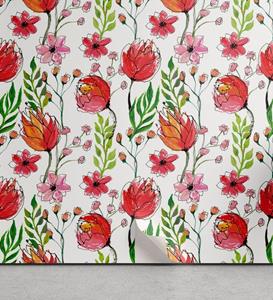 Abakuhaus Vinyltapete »selbstklebendes Wohnzimmer Küchenakzent«, Blumen Gekritzeltes Blumen und Blätter