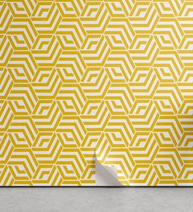 Abakuhaus Vinyltapete »selbstklebendes Wohnzimmer Küchenakzent«, Gitter Hexagons Yellow Chevron