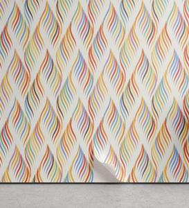 Abakuhaus Vinyltapete »selbstklebendes Wohnzimmer Küchenakzent«, Gitter Pastell und bunte Wellen