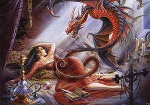 Wallarena Fototapete »Drache Fantasy Frau Alchemy Vlies Tapete für Wohnzimmer oder Schlafzimmer Vliestapete Wandtapete Motivtapete«, Glatt, Alchemy, Vliestapete inklusive Kleister