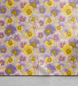 Abakuhaus Vinyltapete »selbstklebendes Wohnzimmer Küchenakzent«, Blumen Hand gezeichnet Pansy Garten