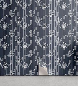 Abakuhaus Vinyltapete »selbstklebendes Wohnzimmer Küchenakzent«, Blumen Japanische gestreifte Grafik