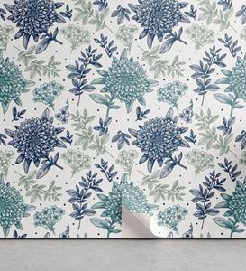 Abakuhaus Vinyltapete »selbstklebendes Wohnzimmer Küchenakzent«, Blumen Lineare Blumen-Blatt-Punkte