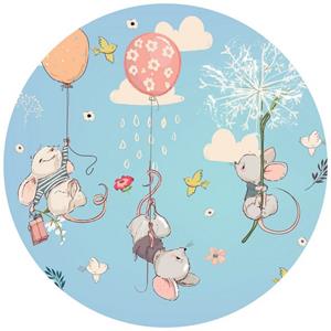 Wallarena Fototapete »Rund Selbstklebend Tapete Wandtapete Runde Wandsticker Wandtattoo Kinderzimmer Babyzimmer«, Glatt, Tiere, Luftballons, Fototapete Selbstklebend oder Vlies