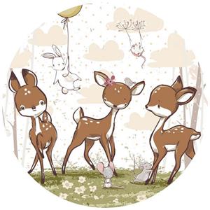 Wallarena Fototapete »Rund Selbstklebend Tapete Wandtapete Runde Wandsticker Wandtattoo Kinderzimmer Babyzimmer«, Glatt, Tiere, Waldtiere, Fototapete Selbstklebend oder Vlies