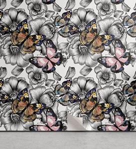 Abakuhaus Vinyltapete »selbstklebendes Wohnzimmer Küchenakzent«, Blumen Monarch Butterfly Retro