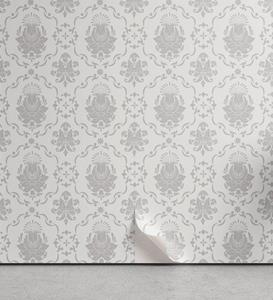 Abakuhaus Vinyltapete »selbstklebendes Wohnzimmer Küchenakzent«, Grau Damast Victorian Bohemian