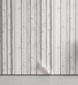 Abakuhaus Vinyltapete »selbstklebendes Wohnzimmer Küchenakzent«, Grau und Weiß Birke Woods