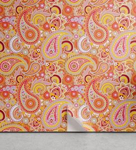 Abakuhaus Vinyltapete »selbstklebendes Wohnzimmer Küchenakzent«, Orange Paisley