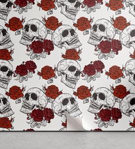 Abakuhaus Vinyltapete »selbstklebendes Wohnzimmer Küchenakzent«, Halloween Roses Gothic Schädel