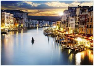 Wallario Vliestapete »Canal Grande in Venedig am Abend mit untergehender Sonne«, Seidenmatte Oberfläche, hochwertiger Digitaldruck, in verschiedenen Größen erhältlich