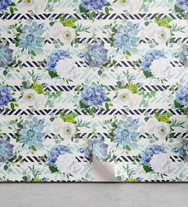 Abakuhaus Vinyltapete »selbstklebendes Wohnzimmer Küchenakzent«, Hortensie Frische Blumen auf Streifen