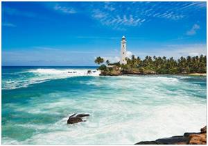 Wallario Vliestapete »Weißer Leuchtturm auf Sri Lanka«, Seidenmatte Oberfläche, hochwertiger Digitaldruck, in verschiedenen Größen erhältlich