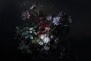KUNSTLOFT Vliestapete »Bouquet Noir 2«, lichtbeständige Design Tapete
