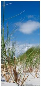 Wallario Türtapete »Düne am Strand unter blauem Himmel«, glatt, ohne Struktur