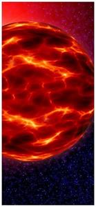 Wallario Türtapete »Abstrakter Planet im Weltall in glühendem rot«, glatt, ohne Struktur