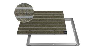 Fußmatte Emco Eingangsmatte DIPLOMAT + Rahmen 25mm Aluminium, Large Rips Sand, Emco, rechteckig, Höhe: 25 mm, Größe: 600x400 mm, für Innen- und überdachten Außenb
