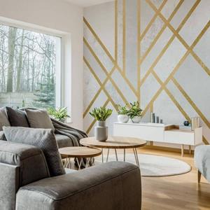K&L WALL ART Fototapete »Große Fototapete XXL Art Deco Vliestapete Beton Grau Gold Gatsby Silber«, Wohnzimmer Wandschutz modern