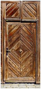 Wallario Türtapete »Alte Holztür mit diagonalem Muster«, glatt, ohne Struktur