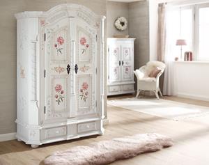 Premium Collection By Home Affaire Drehtürenschrank Taunus, aus massivem Fichtenholz, mit dekorativen Blumenprint auf den Fronten, Höhe 189 cm