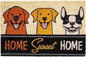 Matches21 HOME & HOBBY Fußmatte »Fußmatte Kokosmatte Indoor 3 Hunde & Home sweet Home 40x60 cm«, , rechteckig, Höhe 15 mm