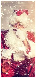 Wallario Türtapete »Christmas-Party - Weihnachtsmann mit Schnaps und Zigarre«, glatt, ohne Struktur