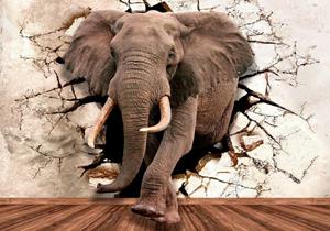 Wallarena Fototapete »3D EFFEKT Elefant Tiere Vlies Tapete Wohnzimmer Schlafzimmer«, Glatt, 3d-Optik, Vliestapete inklusive Kleister