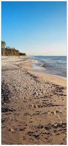 Wallario Türtapete »Einsamer Strand am Meer - Blauer Himmel«, glatt, ohne Struktur