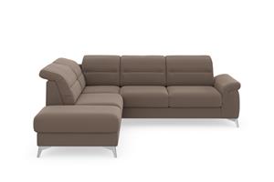 Sit&More Ecksofa Sinatra, mit Ottomane, optional mit Kopfteilverstellung und Armteilfunktion oder Kopfteilverstellung, Armteilfunktion, Bettfunktion und Stauraum, chromfarbene Metallfü&