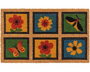 Matches21 HOME & HOBBY Fußmatte »Fußmatte Kokos 3D-Motiv INDOOR Blumen Schmetterlinge 45x75 cm«, , rechteckig, Höhe 15 mm