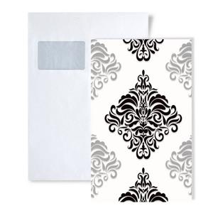 Edem Papiertapete »S-85024BR20«, Metall-Effekte, ornamental, Barock-Style, (1 Musterblatt, ca. A5-A4), weiß, schwarz, silber