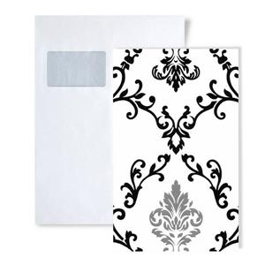 Edem Papiertapete »S-85026BR20«, Metall-Effekte, ornamental, Barock-Style, (1 Musterblatt, ca. A5-A4), weiß, schwarz, silber