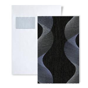 Edem Papiertapete »S-85035BR36«, gestreift, grafisch, Metall-Effekte, (1 Musterblatt, ca. A5-A4), anthrazit, schwarz-grau, violett-blau, silber
