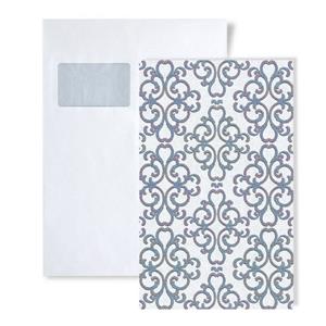 Edem Papiertapete »S-85037BR30«, glänzend, ornamental, Strukturmuster, Barock-Style, (1 Musterblatt, ca. A5-A4), weiß, türkis-blau, lila, silber