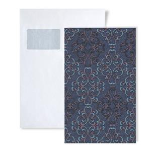 Edem Papiertapete »S-85037BR32«, glänzend, ornamental, Strukturmuster, Barock-Style, (1 Musterblatt, ca. A5-A4), blau, türkis-blau, lila, schwarz