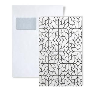 Edem Papiertapete »S-85074BR30«, glänzend, grafisch, ornamental, (1 Musterblatt, ca. A5-A4), weiß, hell-grau, schwarz, silber