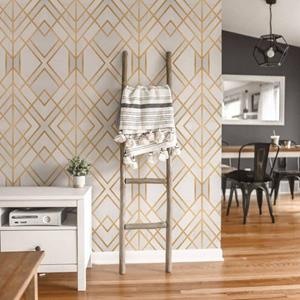 K&L WALL ART Fototapete »Große Fototapete XXL Art Deco Vliestapete Gold geometrisch Shabby Chic«, Wohnzimmer Wandschutz modern