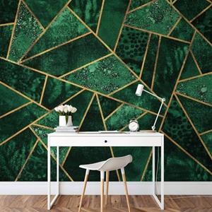 K&L WALL ART Fototapete »Große Fototapete XXL Art Deco Vliestapete Gold Grün Smaragd Natur Pflanze«, Wohnzimmer Wandschutz modern
